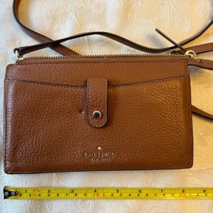 Kate Spade Brown leather cross body mini wallet